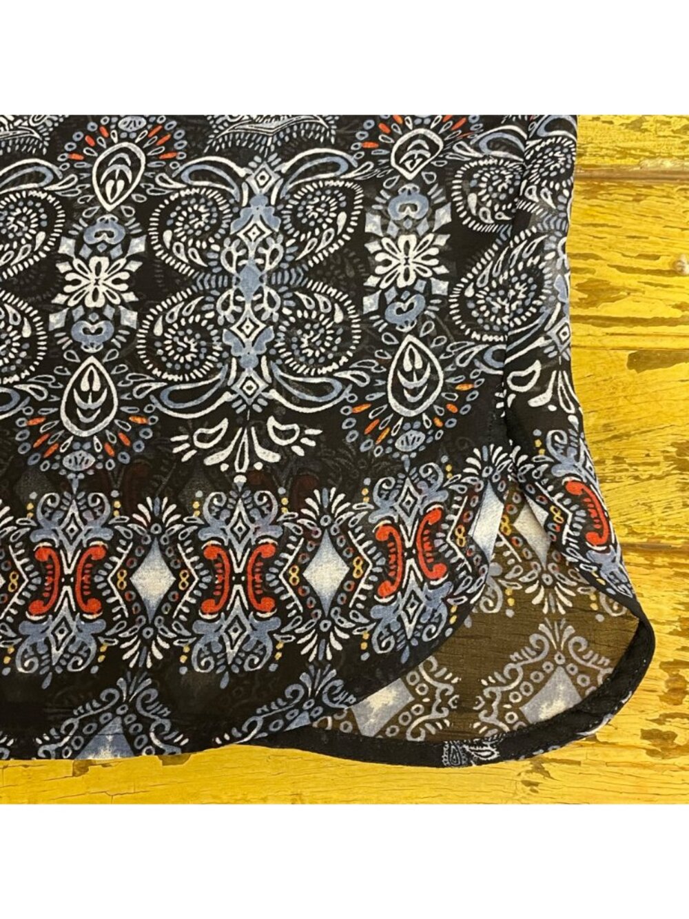 J. Jill Sheer Paisley Tunic Top Dress Black Sz LG PETITE Coverup - Picture 6 of 9